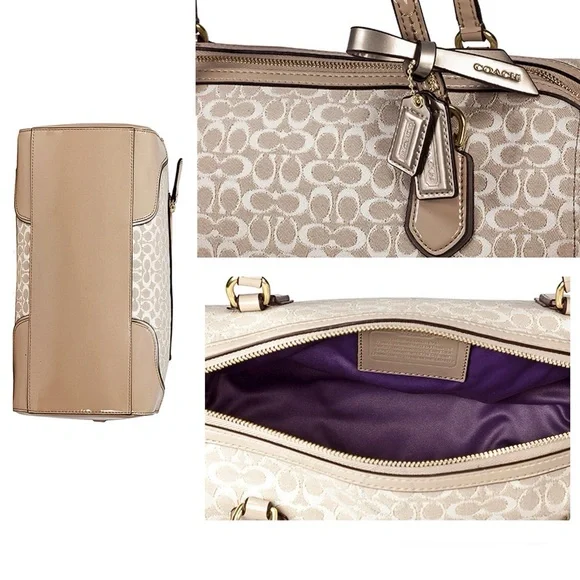 Coach ⭐️🎬See Video Poppy East West Signature Beige Satchel Bag 26426 w/ COA - Picture 12 of 16